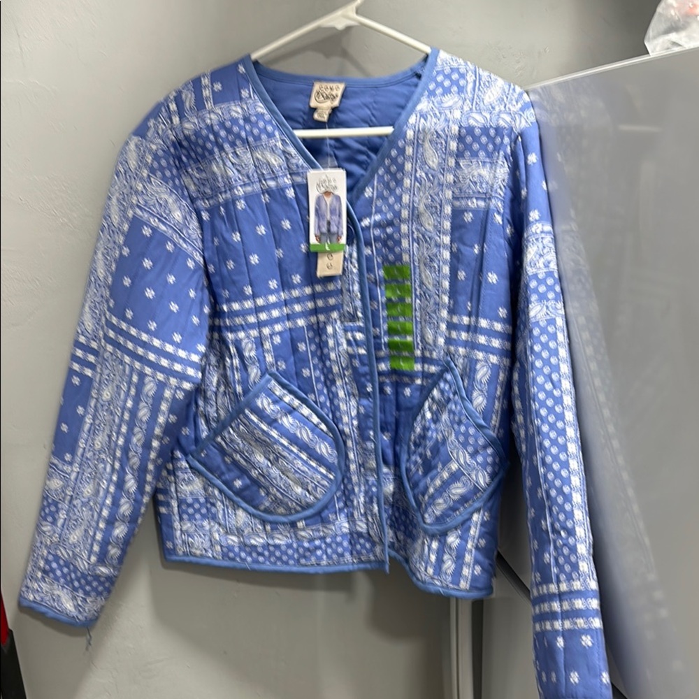Como Vintage Blue and White Patterned Jacket